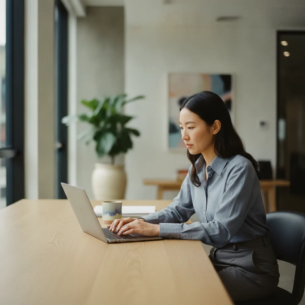 Professional working at a laptop in an Australian office — Business & ROI cost calculators, Australia
