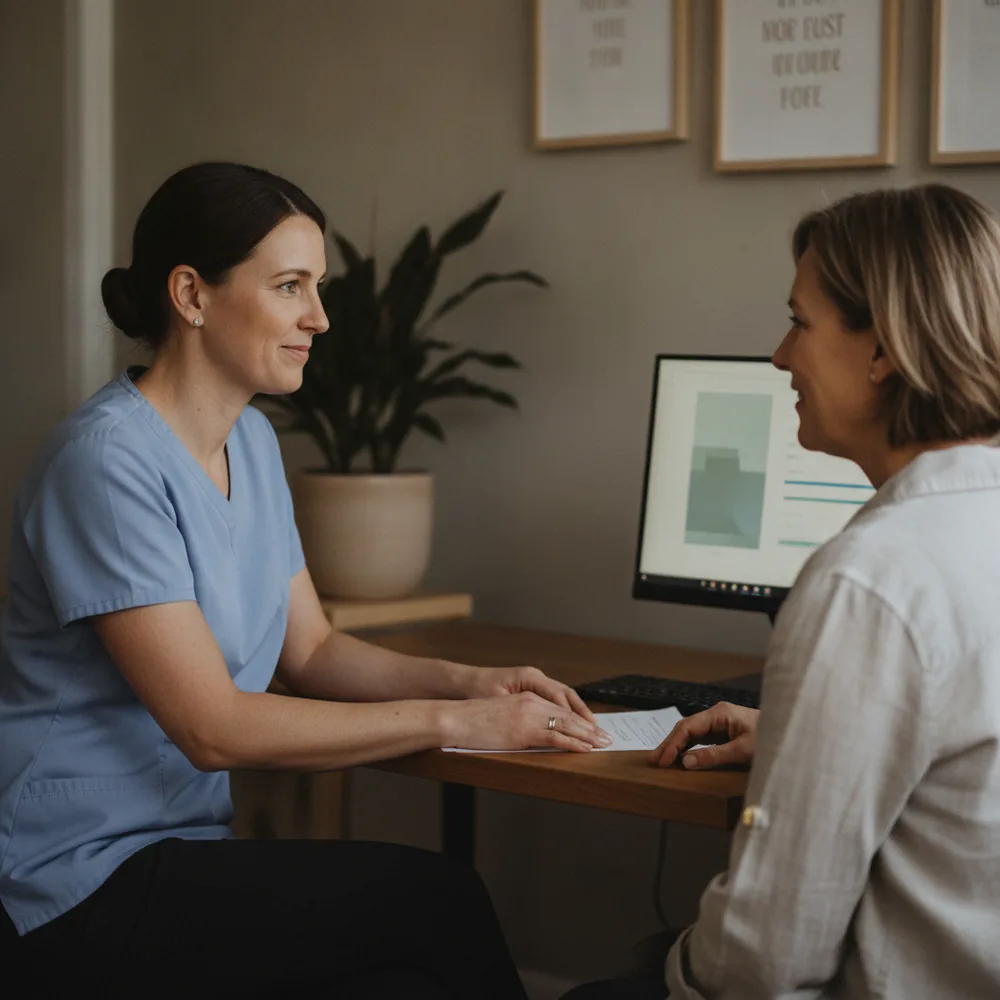 Clinician consulting with a client in an Australian weight-loss clinic — Weight Loss cost calculators, Australia