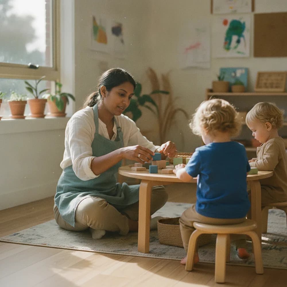Early-childhood educator with toddlers in an Australian childcare centre, Childcare cost calculators, Australia
