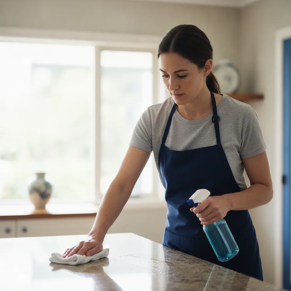 Professional cleaner working in a bright Australian home, Cleaning cost calculators, Australia
