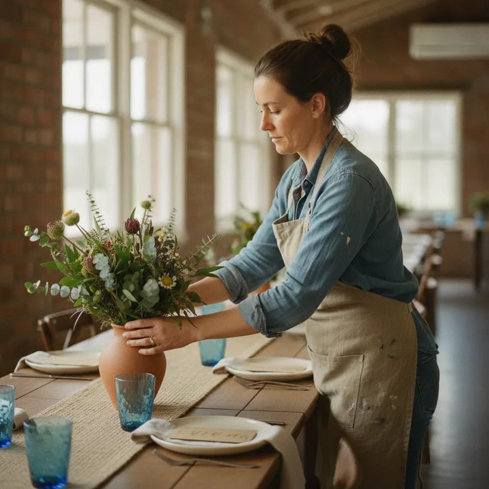 Event stylist setting a table in an Australian function venue, Events, Fitness & Lessons cost calculators, Australia
